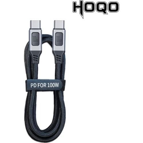 Double head Type-C fast charging cable braided nylon cable with EMARK chip over 5A PD100W to support notebook phone charging