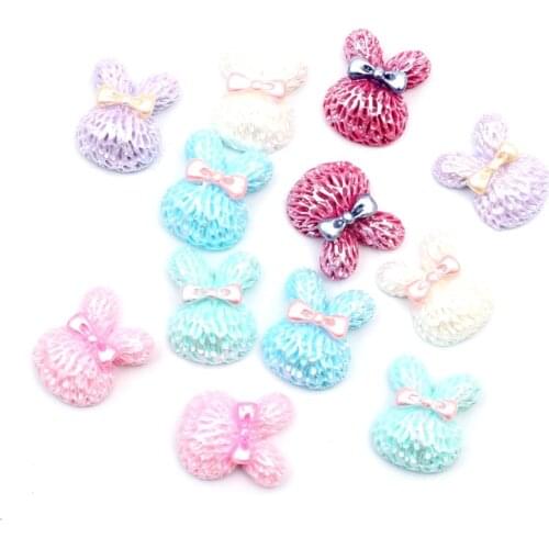 100Pcs Mixed Rabbit Paint Resin Crafts Christmas Decoration Flatback Cabochon Embellishment For Scrapbook DIY Accessories 13mm
