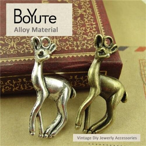 BoYuTe (40 Pieces/Lot) 18*34MM Antique Bronze Silver Plated Zinc Alloy Fawn Pendant Charms for Jewelry Makings Diy Hand Made