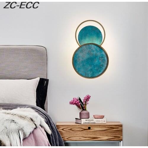 ZC-ECC Nordic Postmodern Lamps Living Room Lighting American Emerald Blue Bedroom Study Room Aisle Wall Lamp Free Shipping