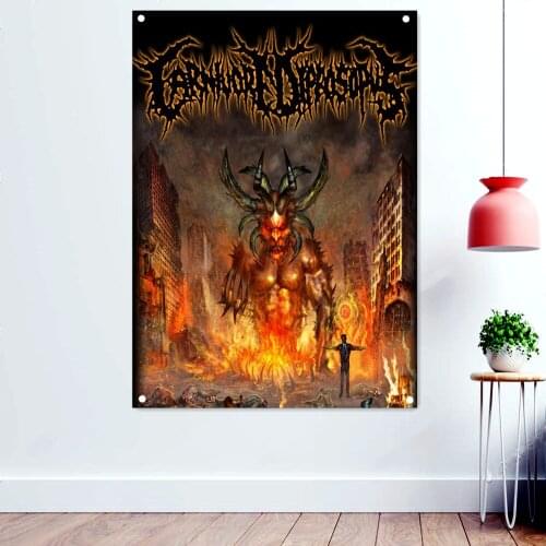 Purgatory Death Metal Music Artworks Flags Wall Art Home Decor Disgusting Bloody Dark Art Banners Rock Band Icon Poster Tapestry