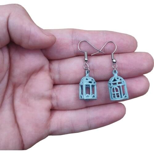 Cute Kawaii Funny Unique Simulated Birdcage Strange Drop Earrings Women Female Birthday Jewelry Party Girl Gift DA004-005