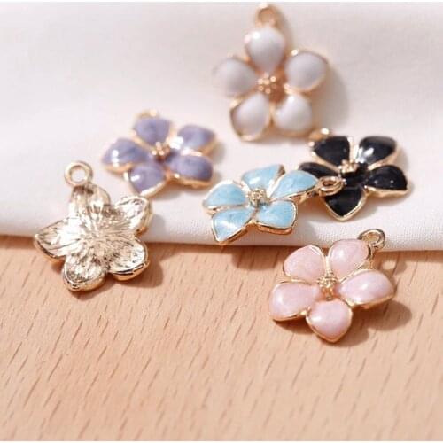 Cute Colorful Flower Enamel Pendant Charm Mixed Color Assorted Alloy Jewelry Accessories 20pcs