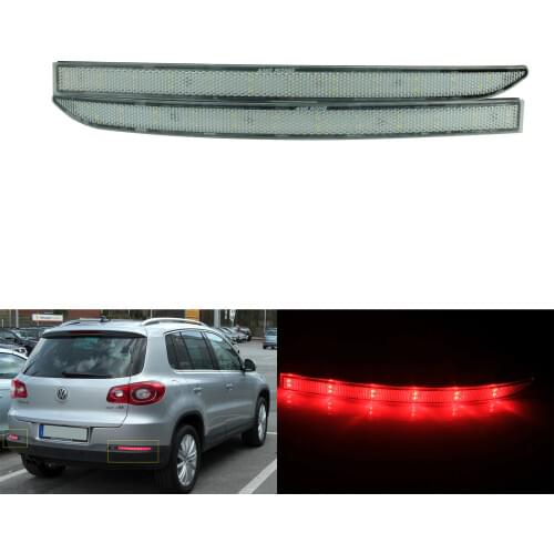 ANGRONG 2x Clear Lens Rear Bumper Reflector LED Tail Brake Stop Light Lamp For VW Tiguan 08