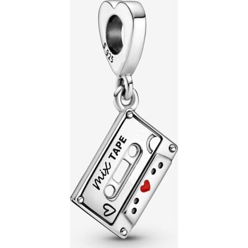 Vintage Cassette Dangle Charms Fits Pandora Bracelet Authentic 925 Sterling Silver Beads DIY Jewelry Making 2021 New