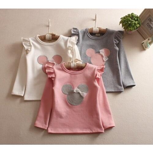 Girls Shirt Long Sleeve Ruffes Baby Girl Clothes Elegant New Design Fashion Kids Tee Shirt Children Cotton Tops Outwear Outfits