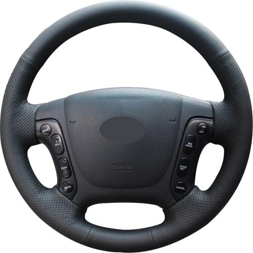 Hand-stitched Black Artificial Leather Car Steering Wheel Cover for Hyundai Santa Fe H-1 Starex i800 2006 2009 2010 2011-2019