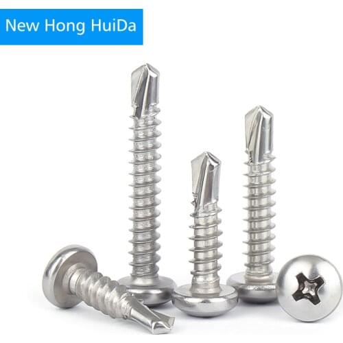 #6 #8 #10 #12 #14 Phillips Pan Head Self Drilling Screw Thread Self Tapping Screw Bolt Stainless Steel M3.5 M4.2 M4.8 M5.5 M6.3