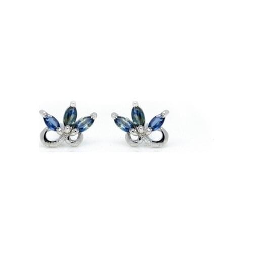 CoLife Jewelry Small Gemstone Stud Earrings 2mm*4mm Natural Sapphire Earrings Solid 925 Silver Sapphire Earrings