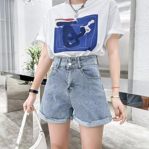 High Waist Denim Shorts Feminino 2021 Summer Casual Loose Vintage Shorts Jeans Women Plus Size Wash Curl White Short Pants Mujer