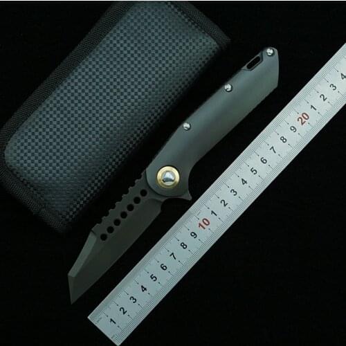 LEMIFSHE MT folding knife D2 blade titanium alloy handle outdoor camping survival kitchen knife fruit knife EDC gift tool knife