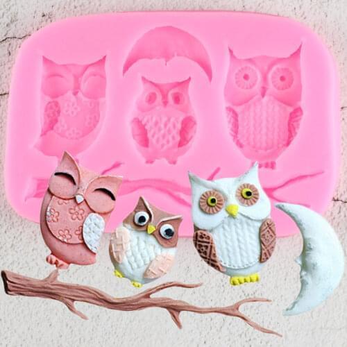 Owl Silicone Molds Bird Moon Tree Branch Fondant Cake Decorating Tools Cupcake Topper Candy Resin Clay Chocolate Gumpaste Moulds