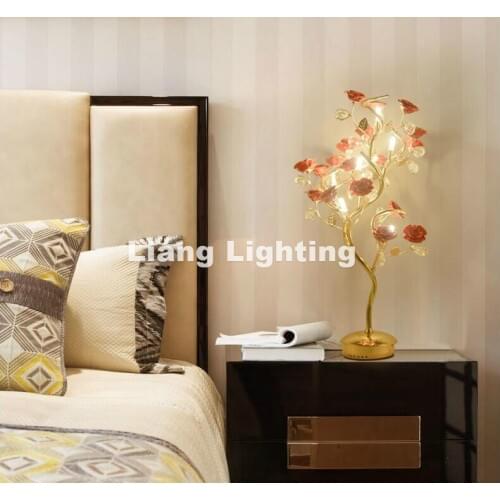 Modern Flowral Ceramic Table Lamp Vintage Personality Creative Ceramic Rose Desk Lamp Living Room Bedroom Bedside Art Deco Light