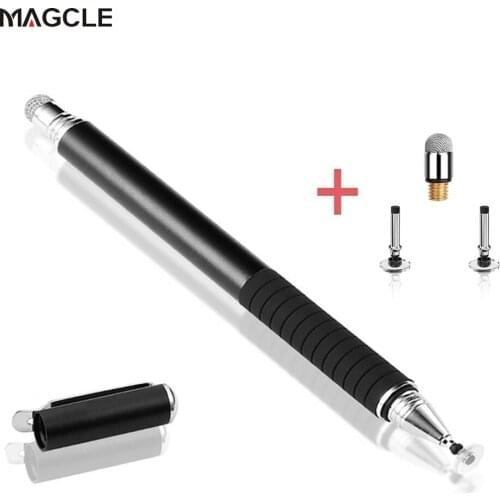 Universal 2 in 1 Fiber Touch Pen Drawing Tablet Stylus Pens for Capacitive Screen Smart Phone with Discs and Fiber Tips