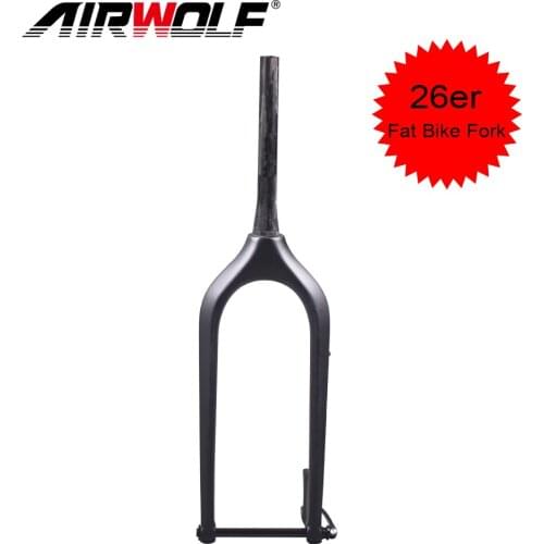 AIRWOLF Fat Bike Fork 26 Carbon Mtb Fork 26er*5.0 inch Thru Axle 150*15mm Tapered Tube T800 Carbon Mountain Bicycle Fat Fork