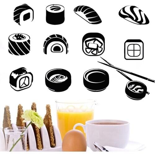 Sushi Bar Wall Sticker Restaurant Kitchen Stickers Japanese Food Vinyl Decal Creative Diy Wall Art Mural Removable