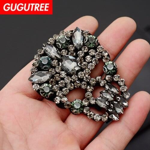 GUGUTREE embroidery beaded skull patches demon patches badges applique patches for clothing SK-6