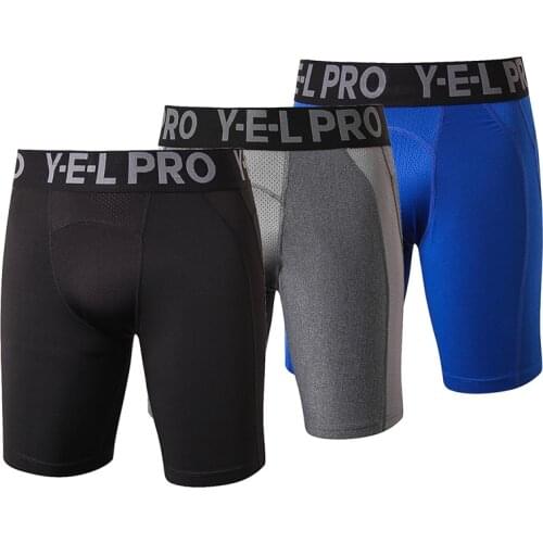 YEL US Local Delivery 3 PCS Gym Leggings Men Compression Crossfit Football Trousers Jogging Bodybuilding Dry Running Shorts