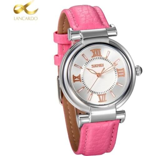 Lancardo Roman Number Bracelet Watches Women Fashion Watch 2021 Pink Leather Luxury Quartz Watch Ladies Wristwatch Montre Femme