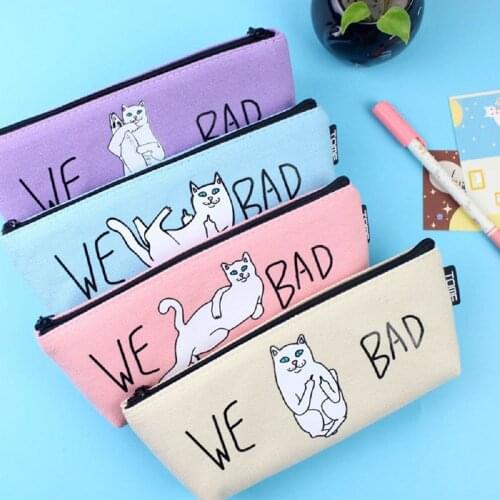 1Pcs Cartoon Cat Pencil Pen Case Pen Bag Coin Storage Pouch Cosmetic Makeup Zipper Bag Gift school Supplies hot
