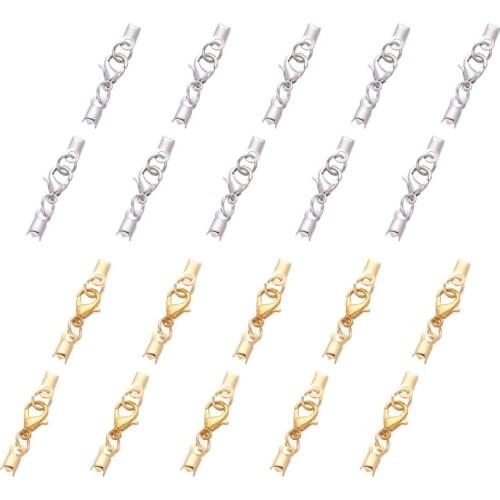 280pcs/box Metal Crimp End Fold Over Clasps Cord End String Ribbon Leather Clip with Lobster Claw Clasps For Jewelry Making