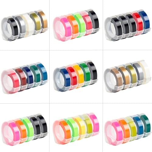 5 Rolls for Dymo 3D 9mm*3m PVC Embossing Label Compatible Dymo 1610 12965 1880 1540 Manual printer for Motex E101 E202 E303