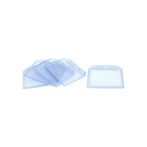 5 Pcs Clear Blue Horizontal Designed A7 ID Name Badge Work Card Holders