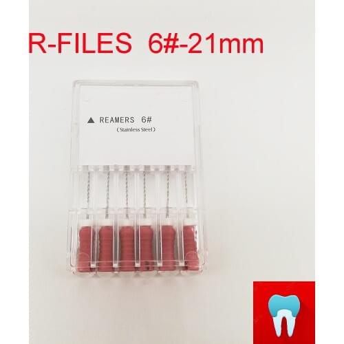6pcs 6# 21mm Dental Files Reamers Root Canal Dentist Materials Dentistry Instruments Hand Use Stainless Steel R Files