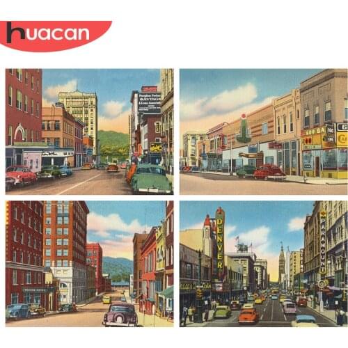 HUACAN 5d Diamond Painting City Mosaic Landscape DIY Home Decor Full Square/Round Diamond Embroidery Street Handmade Gift