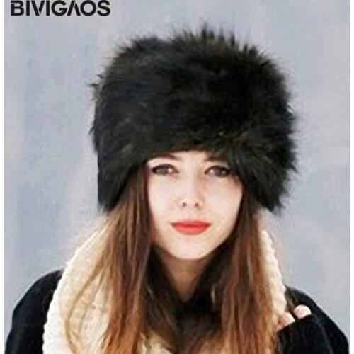 BIVIGAOS 2017 New Fashion Womens Beanie Fake Mink Fur Hat Winter Warm Faux Fur Cap Fox Fur Hat Plush Hats Beanies For Women