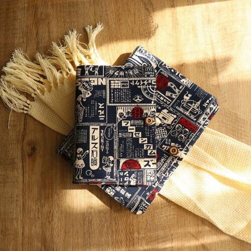 Original Retro cat pattern Spiral Ring Binder Notebook Stationery Blank line grid dots planner 6 Holes Soft fabric Notepad A5 A6