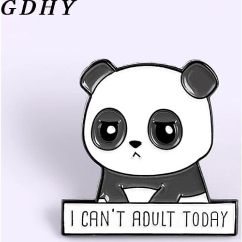 GDHY Panda Metal Enamel Pin Animal Brooch Denim Clothing Backpack Lapel Pin Button Badge Jewelry Gift For Friends