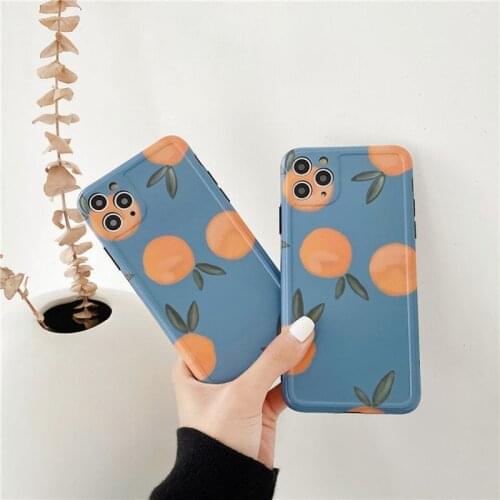 PINZHENG Orange Pattern Mobile Phone Case For iPhone X 11 12 Pro Max Soft TPU Silicone Protective Cover For 7 8 Plus Phone Cases