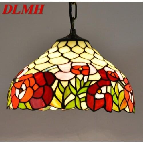 DLMH Tiffany Pendant Light Contemporary LED Colorful Lamp Fixtures Decorative For Home Dining Room