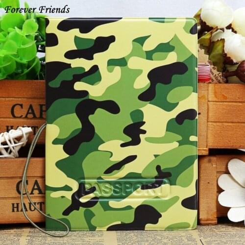 ForeverFriends PU&PVC Passport Holder Cover ID Credit Card Cover Bags Folder for Travel - armys green pattern