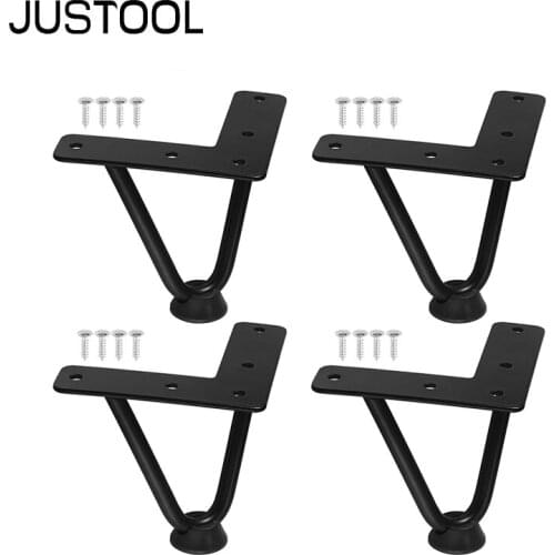 JUSTOOL 4 Pcs 100mm Premium Metal Hairpin Table Desk Legs DIY Handcrafts Furniture Hardware Support Leg For Sofa Cabinet Chairs