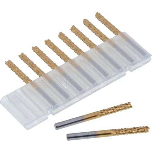 10pcs 3.175x17mm TiN Carbide End Milling Engraving Edge Cutter Drill CNC PCB Router Bits Mill for Circuit Board Fiberglass