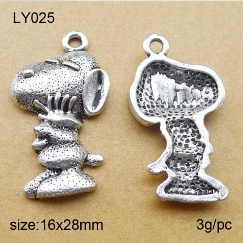 Hot Selling 25pcs/lot Antique Silver Plated 16*28MM Cartoon Dog Charm Pendant Fit DIY Jewelry Findings