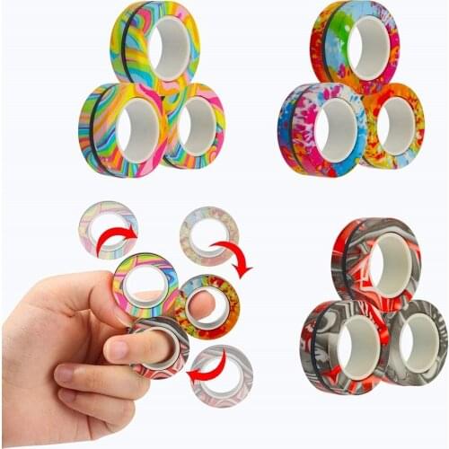 Magnetic Rings AntiStress Fidget Toy Magic RingTool Bracelet Magnetic Rings Finger Spinner RingTool Kids Adult Decompression Toy