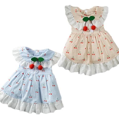 Sweet Lace Lape Collar Dress For Dogs Cherry Decor Blue Tutu Skirt For Small Dog Girl Princesses Shirts Pet Apparel Sundress XXL