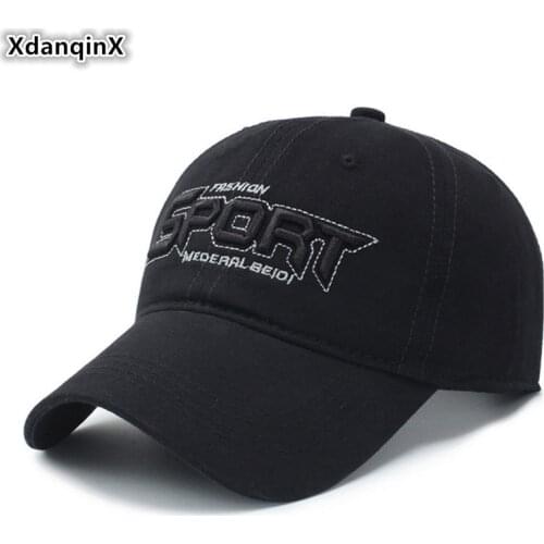 XdanqinX Mens Cotton Baseball Cap Adjustable Head Size Letter Embroidery Fashion Sports Caps Snapback Cap Bone Young Male Hat