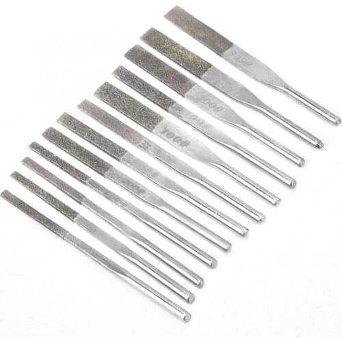 12pcs 3mm Shank Taper Machine Diamond Files for Reciprocating Grinding High Quality