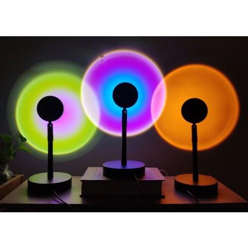 Sunset Sun Rainbow Night Lights Modern Led USB Projector Atmosphere Table Lamps Bedroom Wall Decoration Modern Bedside Desk Lamp