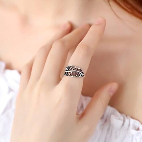 Personality Exaggeration Silver Color Leaf Rings For Women Bijoux Adjustable Open Ring Anillos