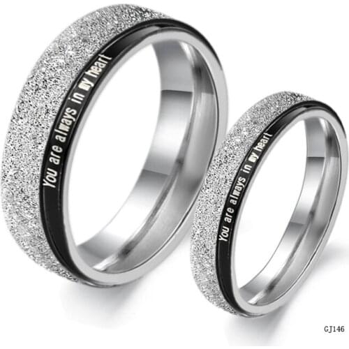 Wholesale Fashion Frosted Pearl Sand Titanium Steel Couple Rings GJ146 Titanium Rings Free Shipping