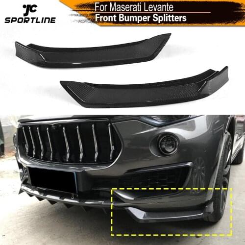 Front Bumper Lip Splitters Winglets Spoiler for Maserati Levante 4 Door 2016 - 2019 Carbon Fiber Side Aprons Cupwings Flaps