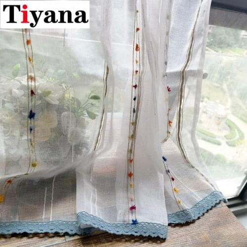 Half Curtain With Crochet Lace Short Embroidery Door Kitchen Curtain Cotton Linen Caffee Curtain Cabinet Dust-proof Curtain