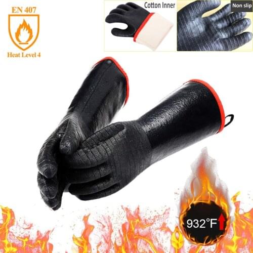 Heat Resistant Gloves Anti High Temperature Acid-base Thicken Safety Gloves Neoprene Kitchen Cooking BBQ Gloves Non-slip