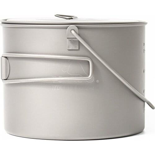 TOAKS Titanium Outdoor Camping Hanging Pot With Bail Handle Easy to Carry, a Variety of Capacities POT-1300-BH