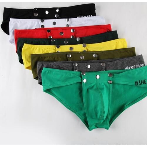 3pcs/lot New Gay Sexy Men Underwear Briefs Calzoncillos Jockstrap Brand Cueca Gay Cotton Split Briefs Low Waist WJ 3010-XSJ